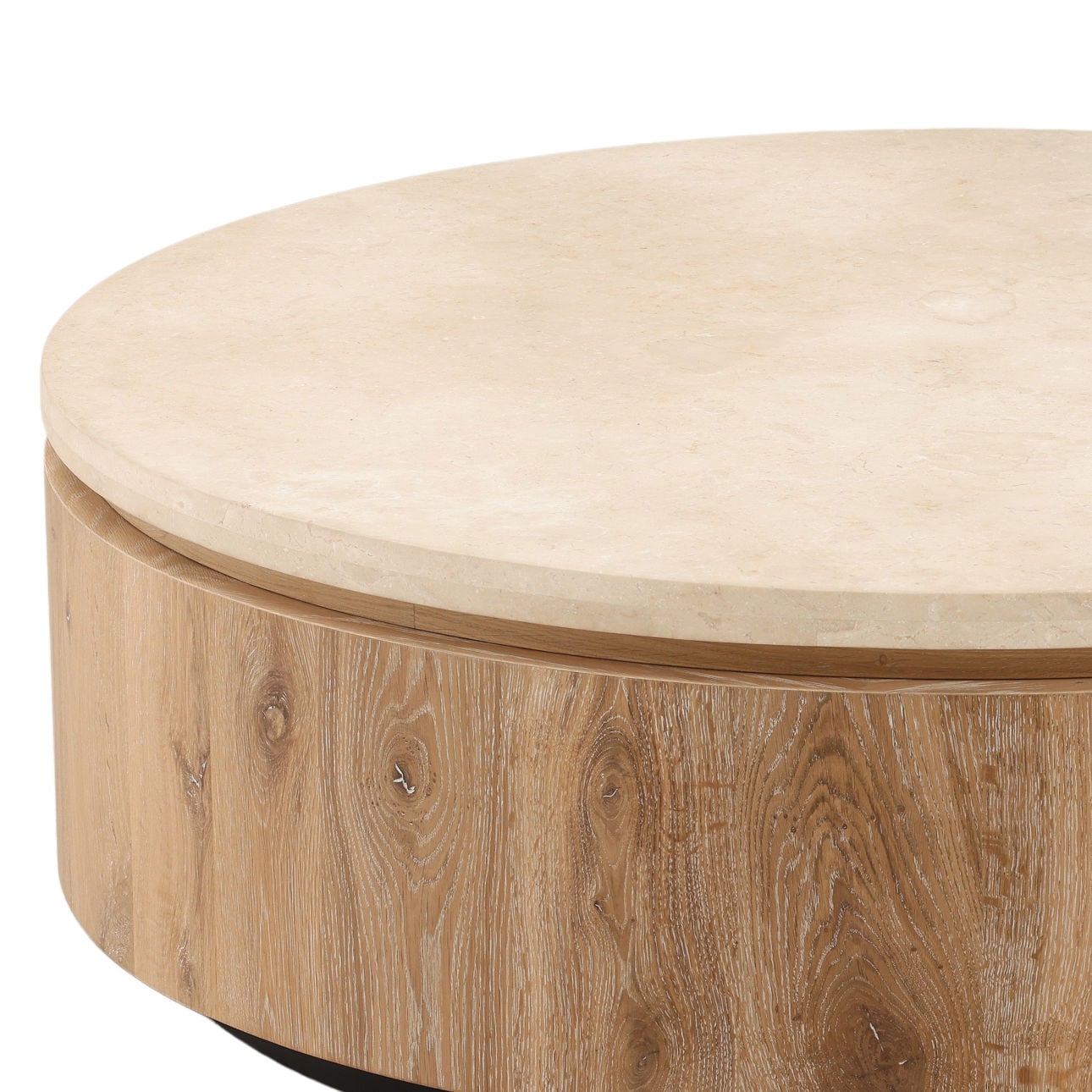Natural Wash and Cream Oak Wood, Oak Veneer and Marble Table 48 in Wide