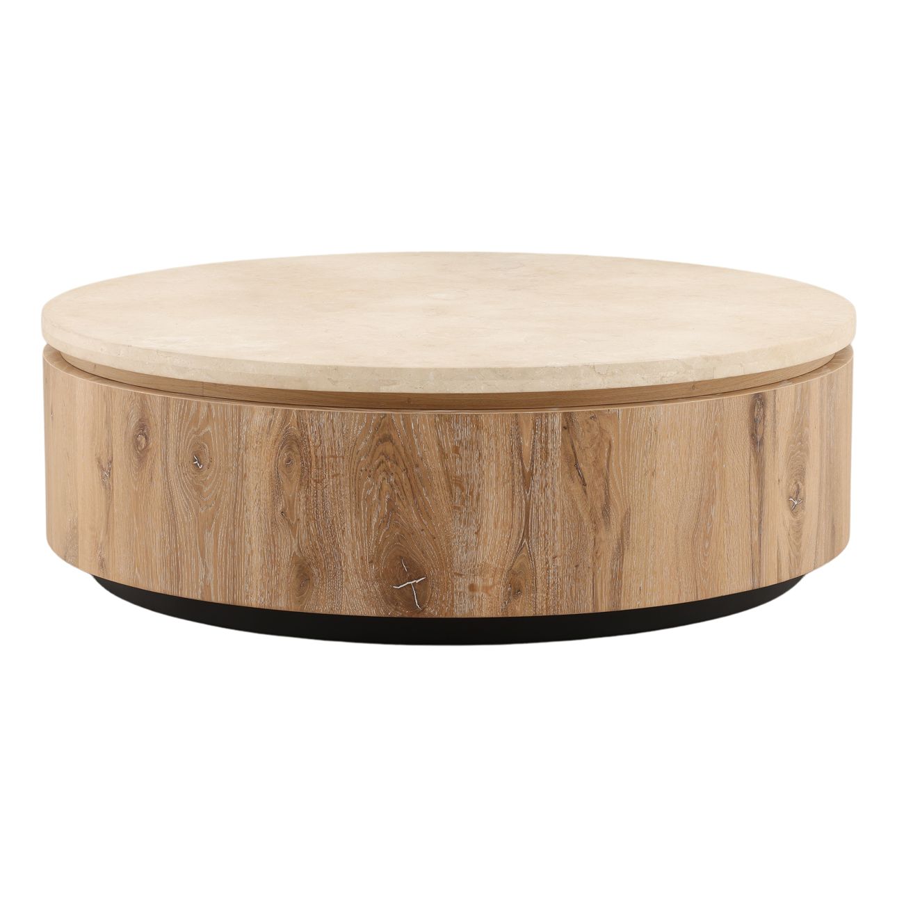 Natural Wash and Cream Oak Wood, Oak Veneer and Marble Table 48 in Wide
