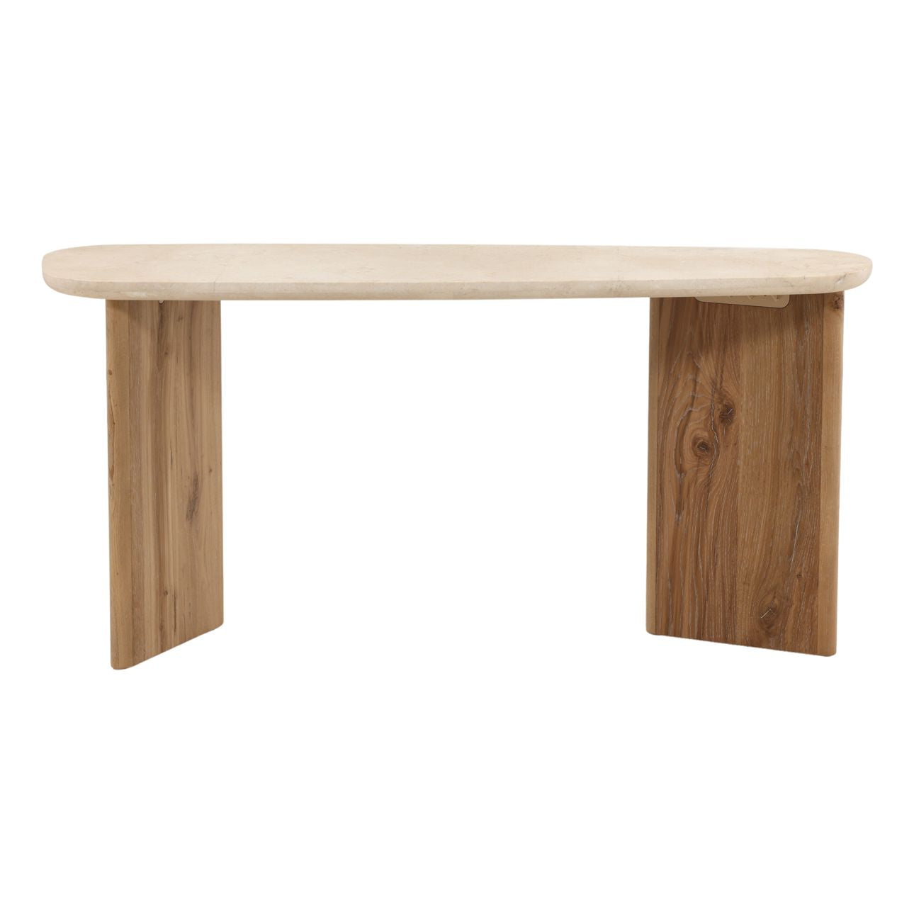 Natural Wash and Cream Oak Wood, Oak Veneer and Marble Table 63 in Wide