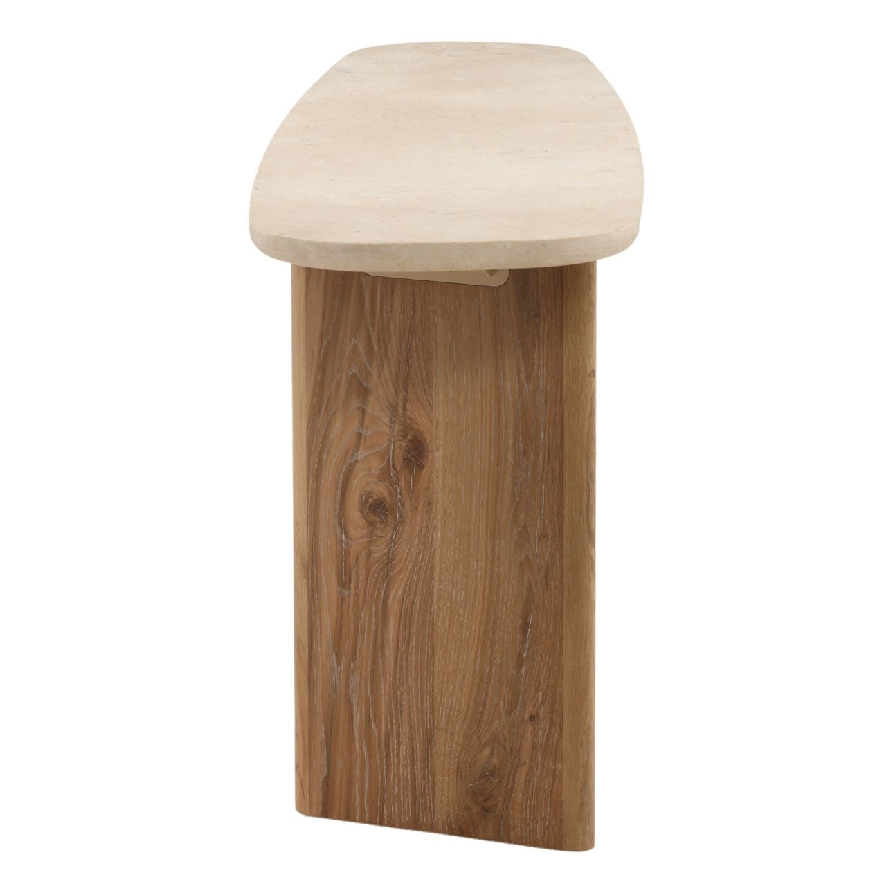 Natural Wash and Cream Oak Wood, Oak Veneer and Marble Table 63 in Wide