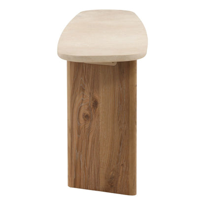 Natural Wash and Cream Oak Wood, Oak Veneer and Marble Table 63 in Wide