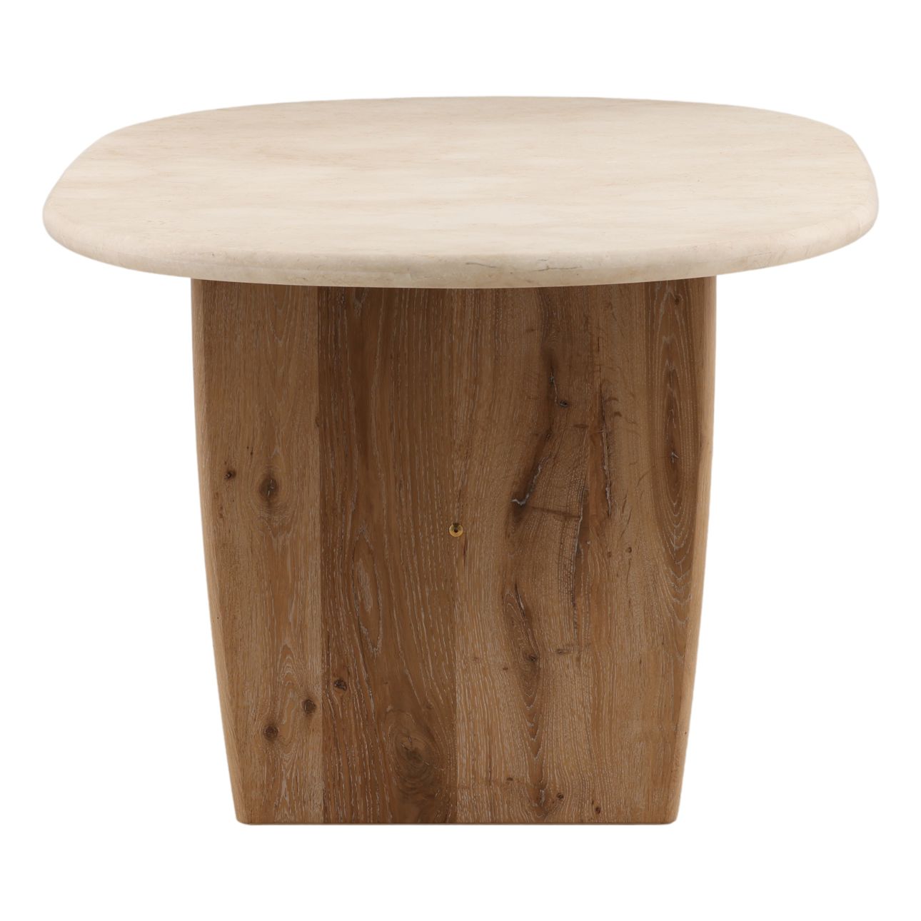 Natural and Cream Oak Wood, Oak Veneer and Marble Table 88 in Wide