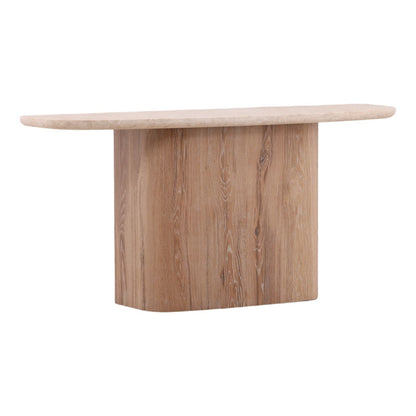 Elevated Old Oak Veneer and Marble Console Table