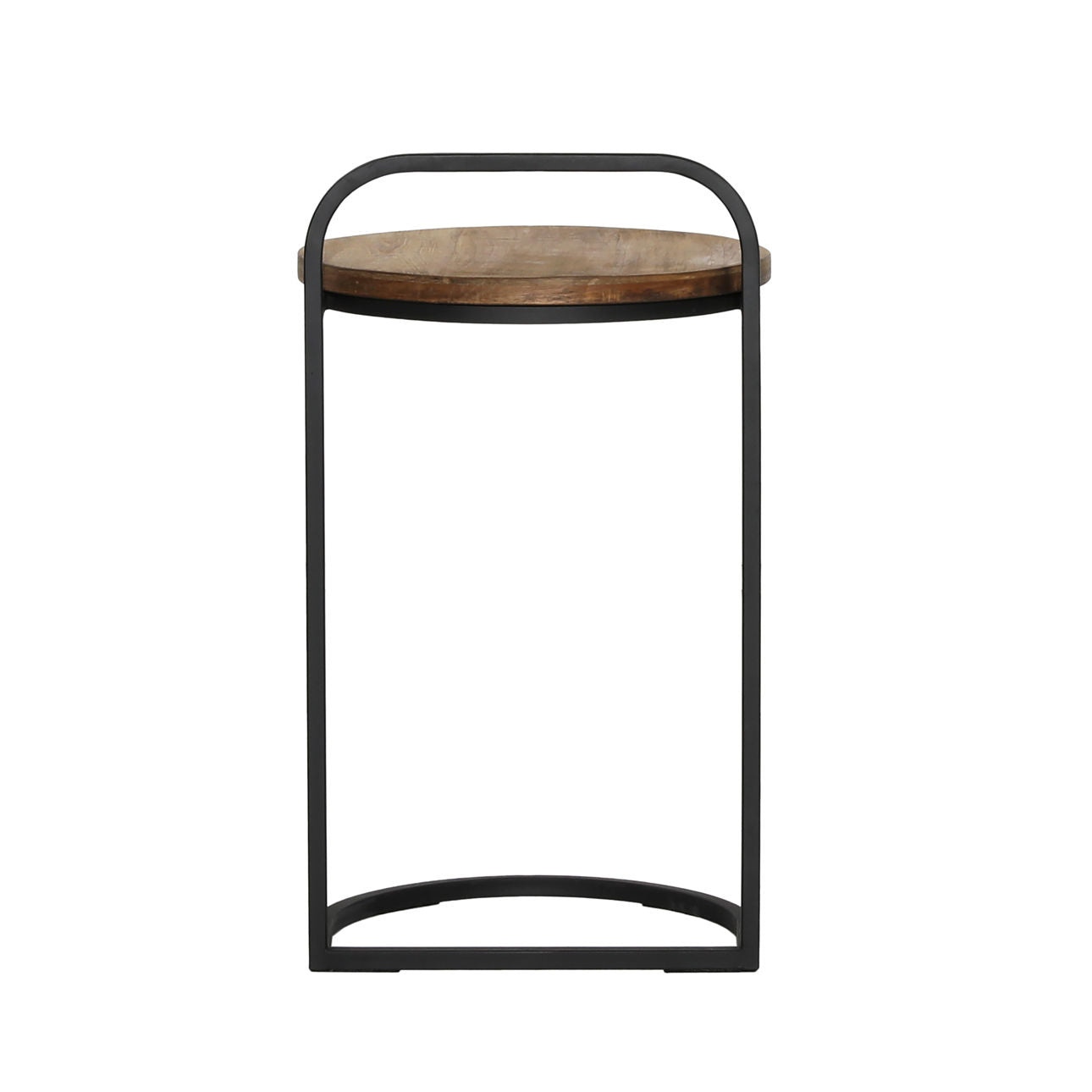 Natural and Black Teak Wood and Metal Table 13.5 in Wide