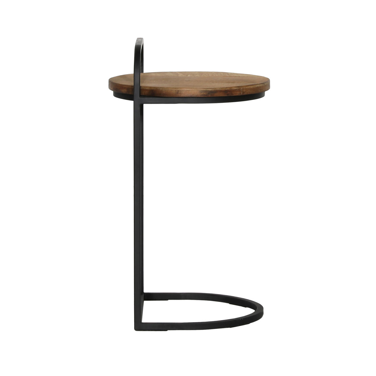 Natural and Black Teak Wood and Metal Table 13.5 in Wide