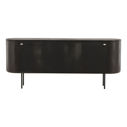 Black Micro Cement, Pine Wood and Metal Sideboard 78.5 in Wide