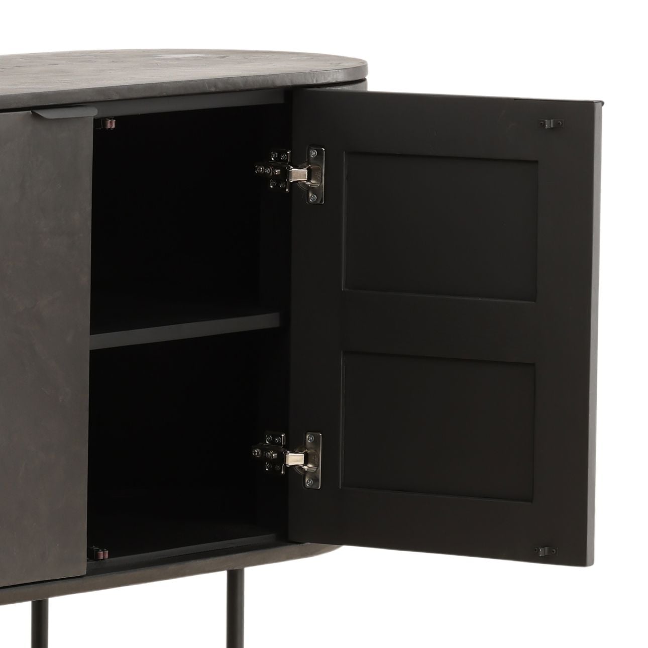 Black Micro Cement, Pine Wood and Metal Sideboard 78.5 in Wide