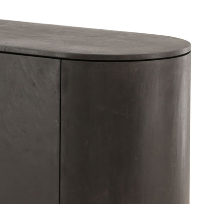 Black Micro Cement, Pine Wood and Metal Sideboard 78.5 in Wide