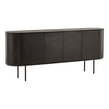 Black Micro Cement, Pine Wood and Metal Sideboard 78.5 in Wide