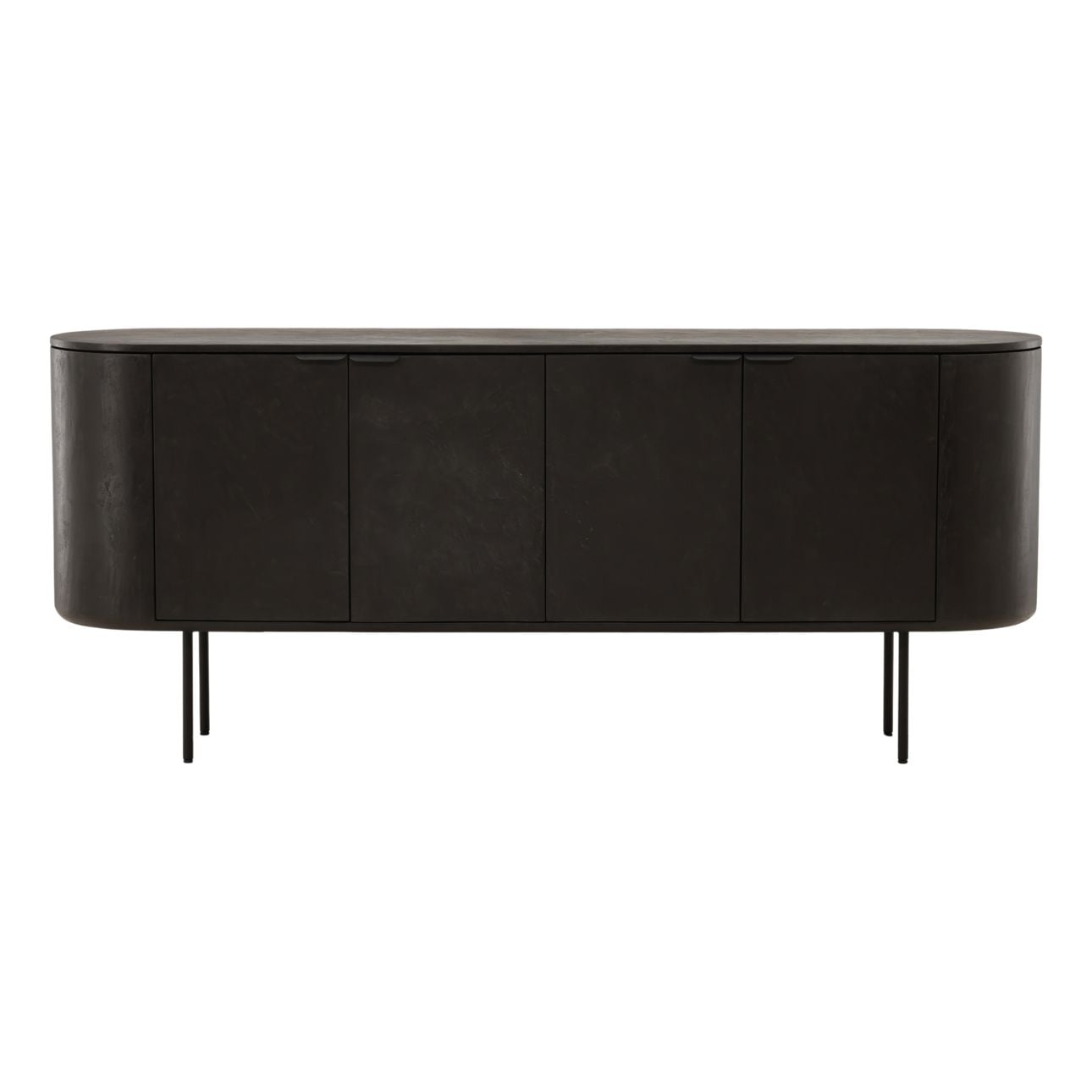 Black Micro Cement, Pine Wood and Metal Sideboard 78.5 in Wide