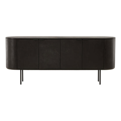 Black Micro Cement, Pine Wood and Metal Sideboard 78.5 in Wide