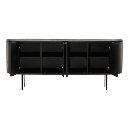 Black Micro Cement, Pine Wood and Metal Sideboard 78.5 in Wide