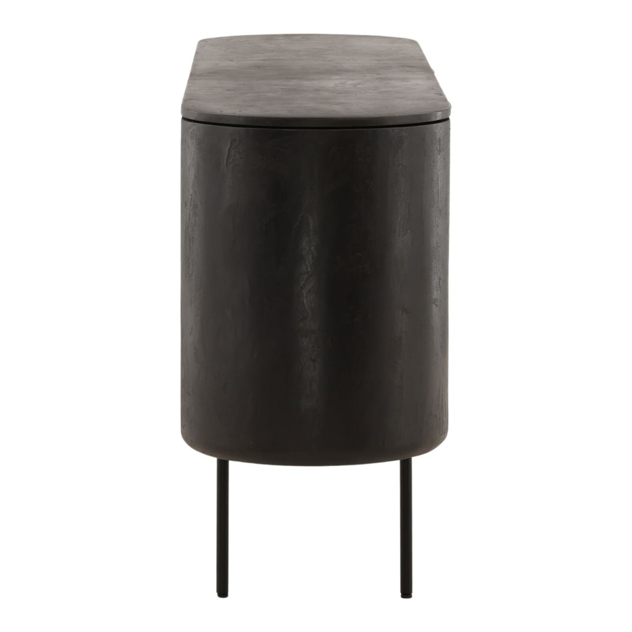 Black Micro Cement, Pine Wood and Metal Sideboard 78.5 in Wide
