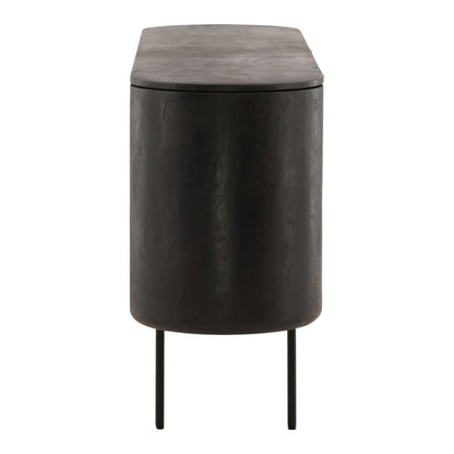 Black Micro Cement, Pine Wood and Metal Sideboard 78.5 in Wide