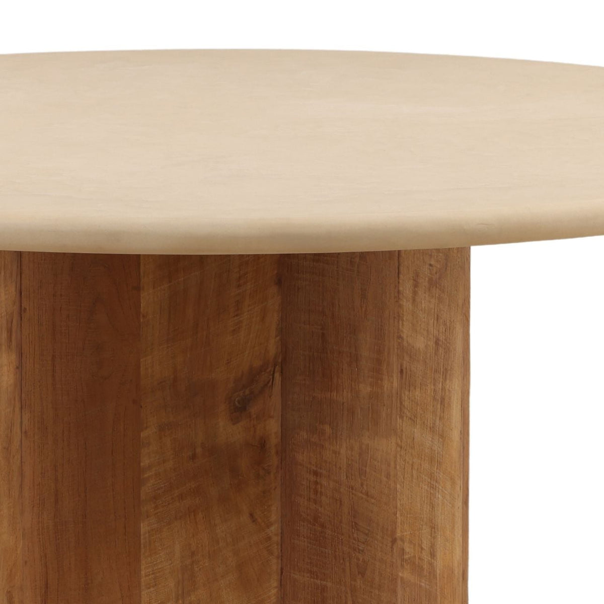 Modern Micro Cement and Teak Wood Dining Table