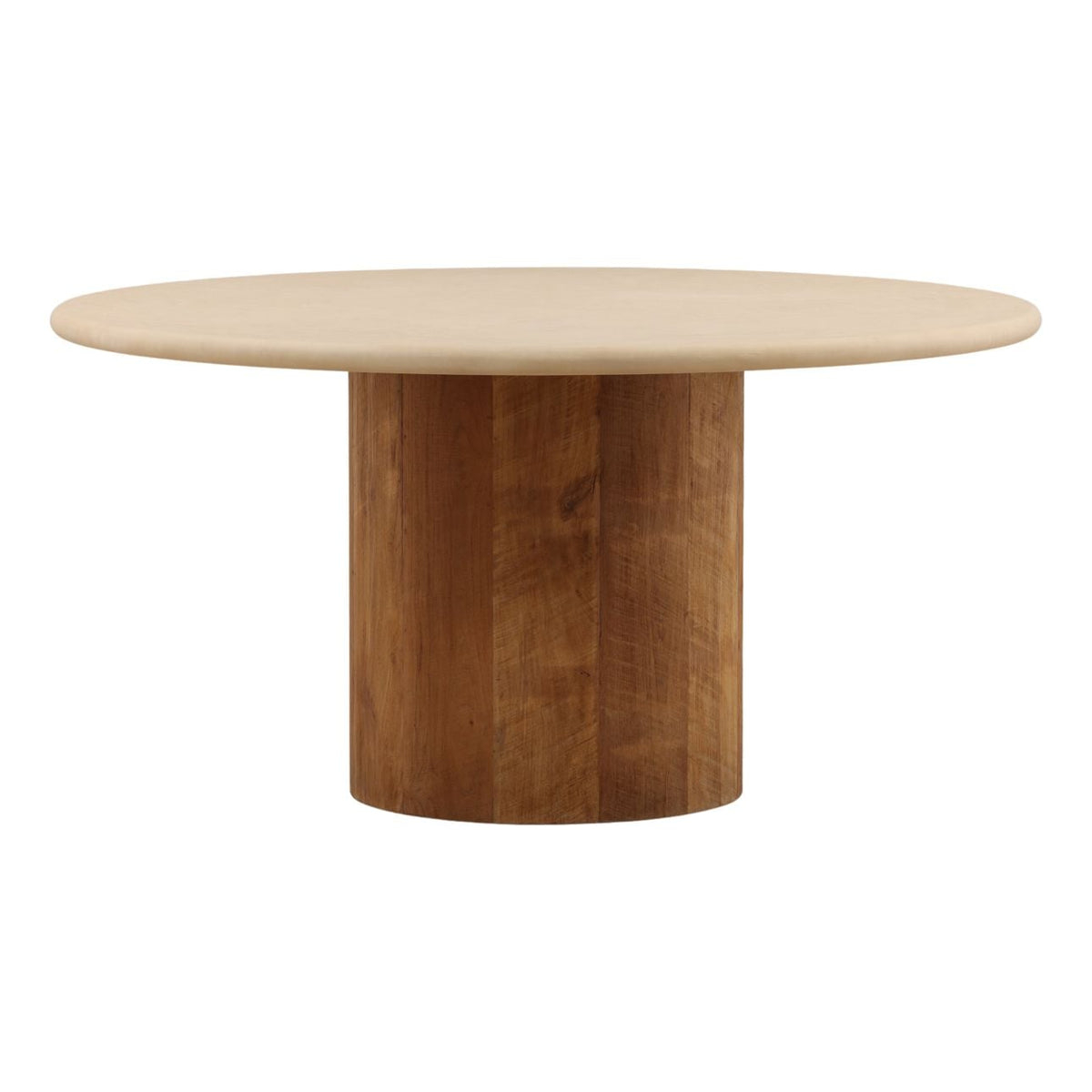 Modern Micro Cement and Teak Wood Dining Table