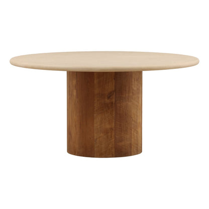 Modern Micro Cement and Teak Wood Dining Table