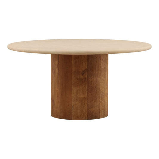 Modern Micro Cement and Teak Wood Dining Table