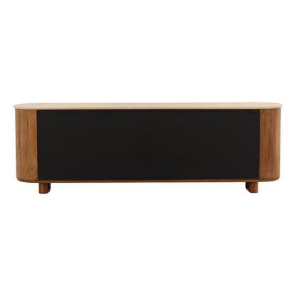 Sand and Brown Micro Cement and Teak Wood Sideboard 94 in Wide