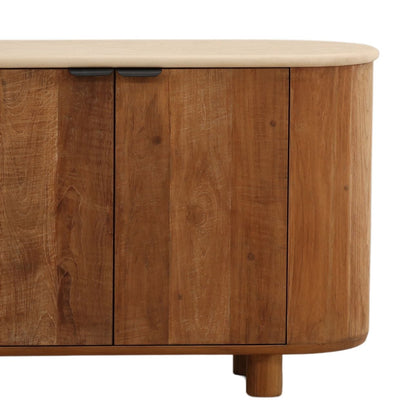 Sand and Brown Micro Cement and Teak Wood Sideboard 94 in Wide