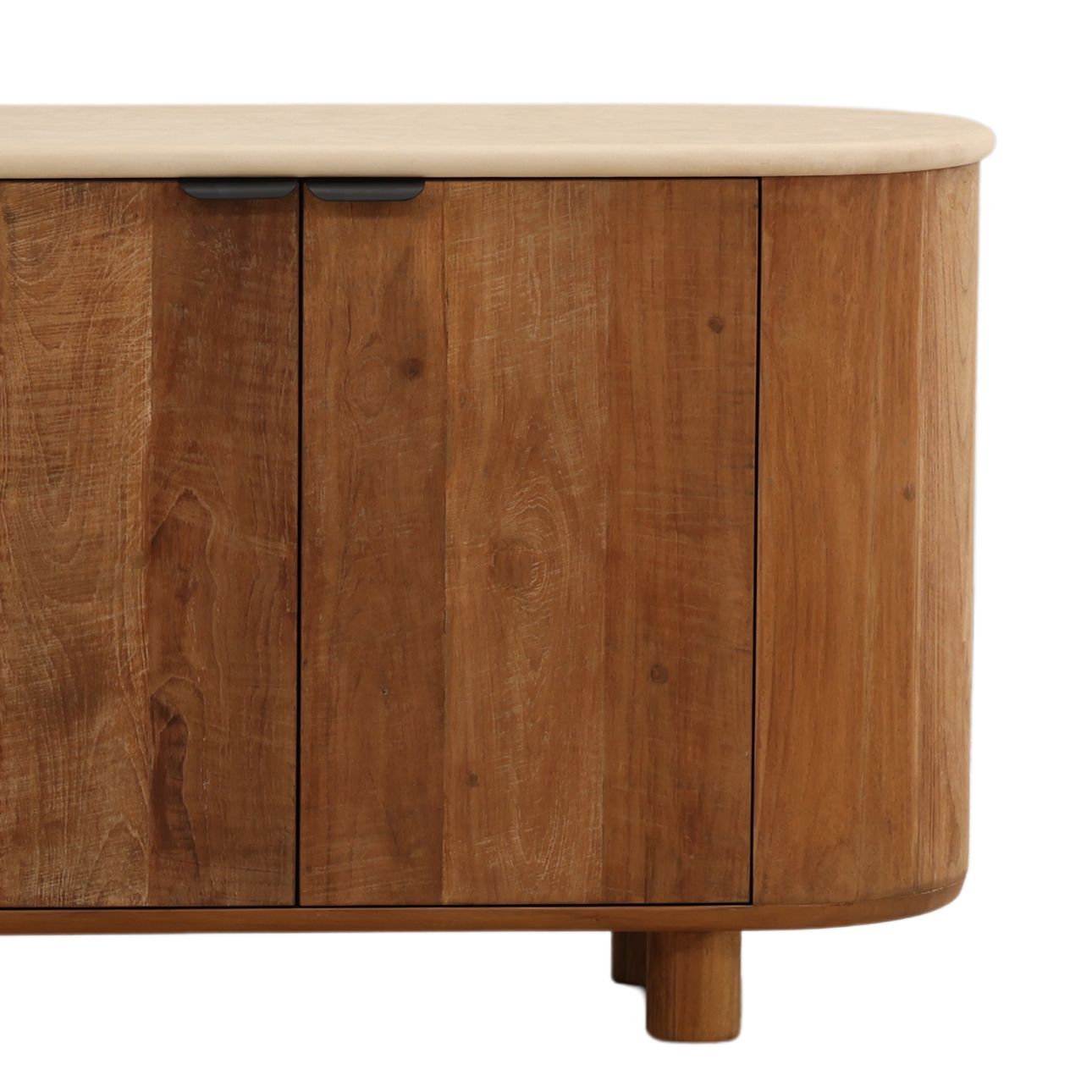 Sand and Brown Micro Cement and Teak Wood Sideboard 94 in Wide