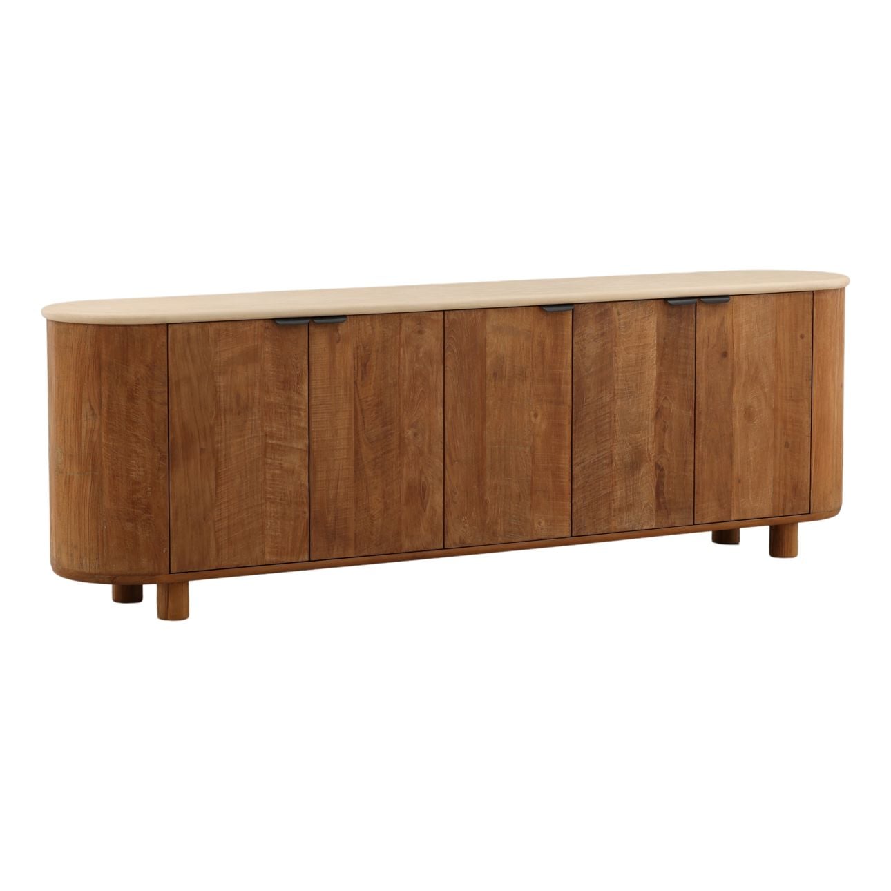 Sand and Brown Micro Cement and Teak Wood Sideboard 94 in Wide