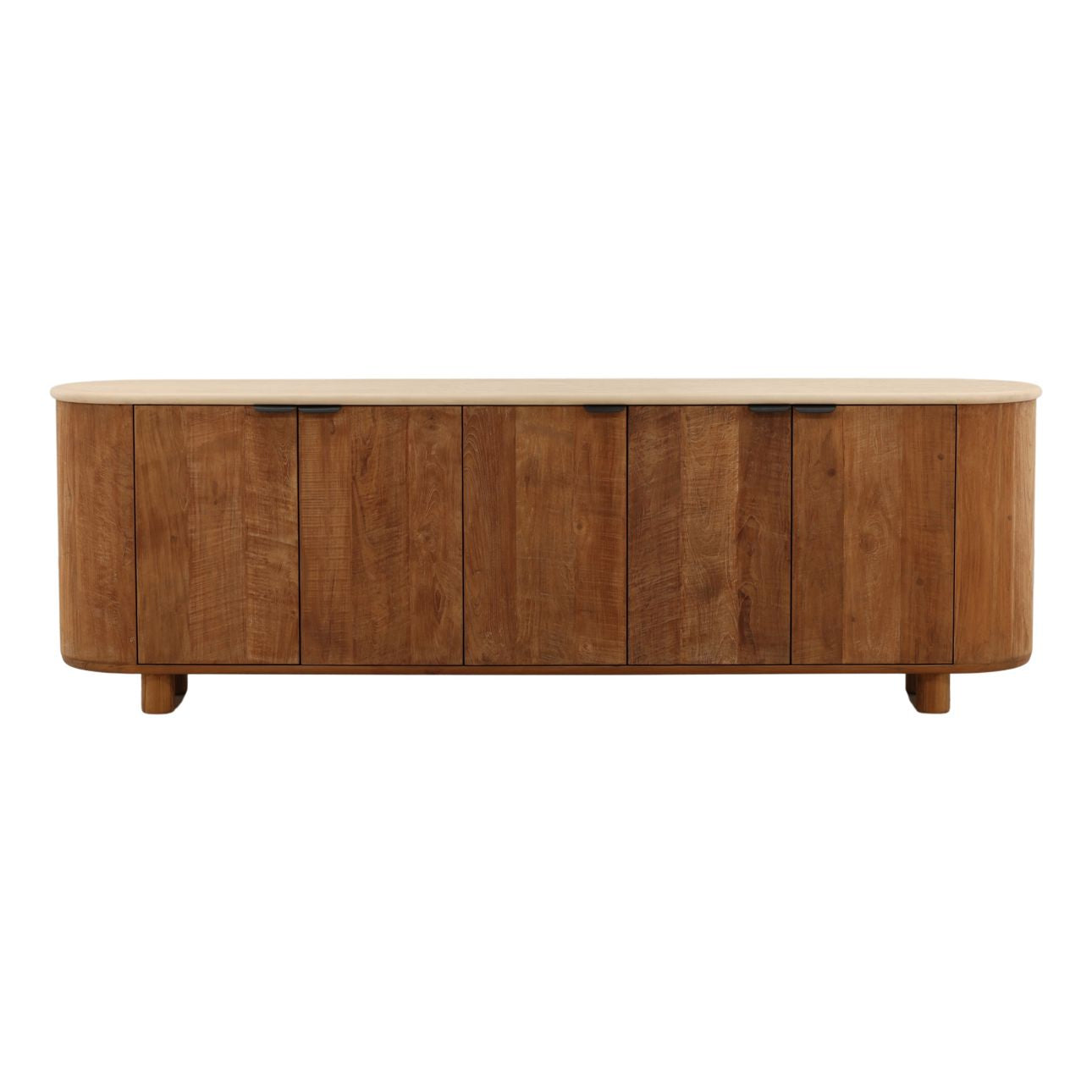 Sand and Brown Micro Cement and Teak Wood Sideboard 94 in Wide
