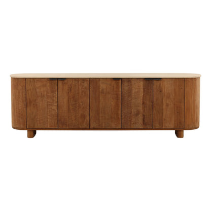 Sand and Brown Micro Cement and Teak Wood Sideboard 94 in Wide