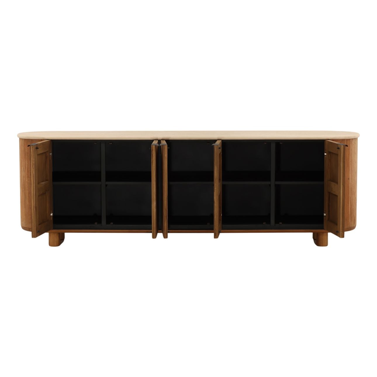 Sand and Brown Micro Cement and Teak Wood Sideboard 94 in Wide