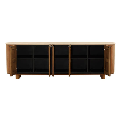 Sand and Brown Micro Cement and Teak Wood Sideboard 94 in Wide