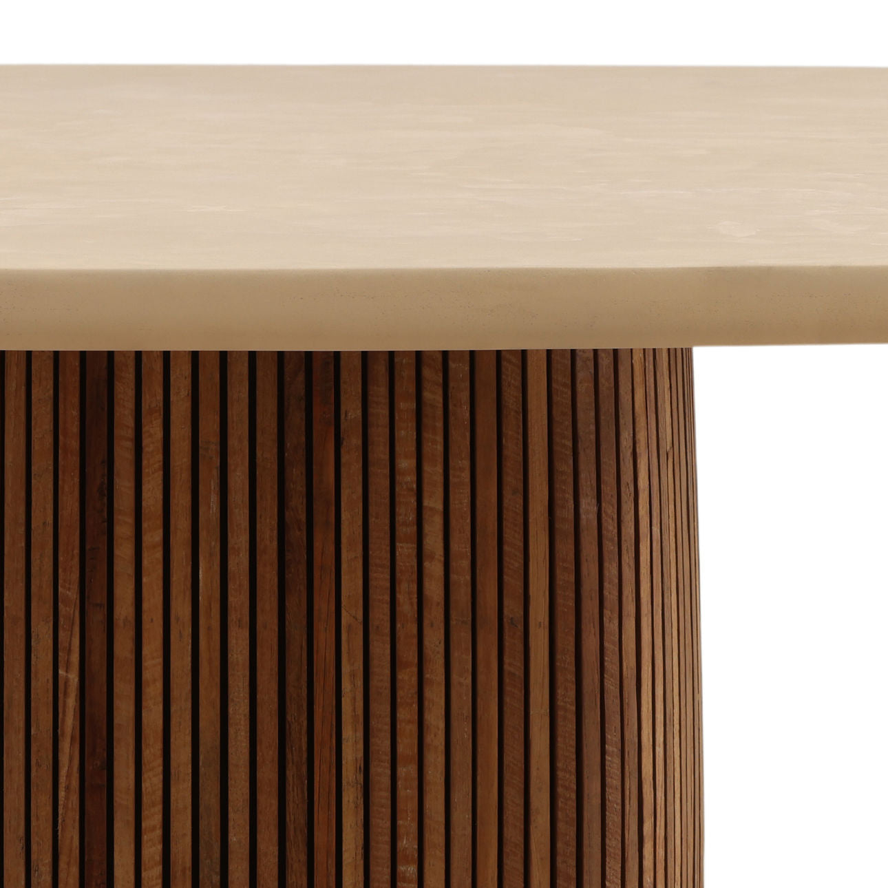 Sand and Brown Micro Cement and Teak Wood Table 55 in Wide