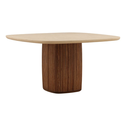 Sand and Brown Micro Cement and Teak Wood Table 55 in Wide