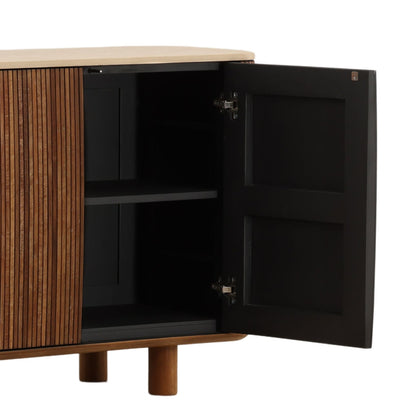 Sand and Brown Micro Cement and Teak Wood Sideboard 78.5 in Wide
