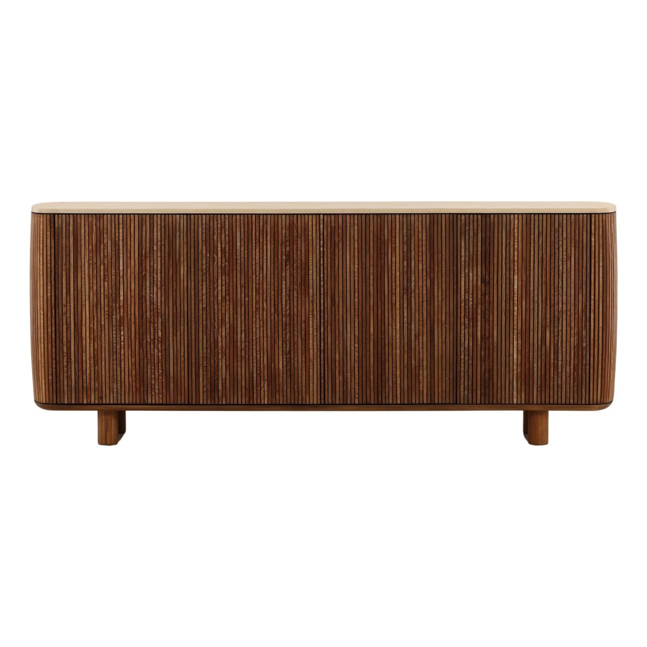 Sand and Brown Micro Cement and Teak Wood Sideboard 78.5 in Wide