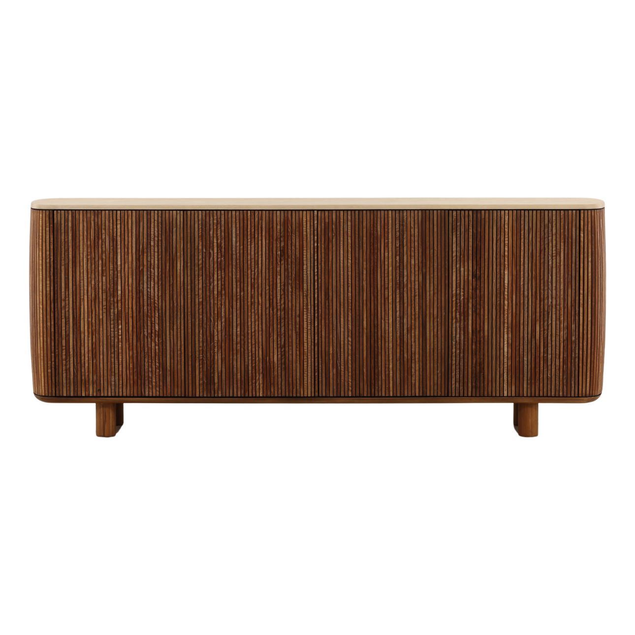 Sand and Brown Micro Cement and Teak Wood Sideboard 78.5 in Wide