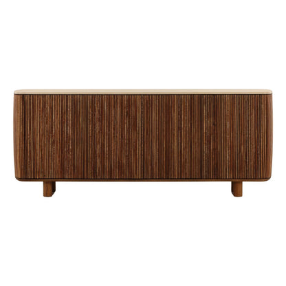 Sand and Brown Micro Cement and Teak Wood Sideboard 78.5 in Wide