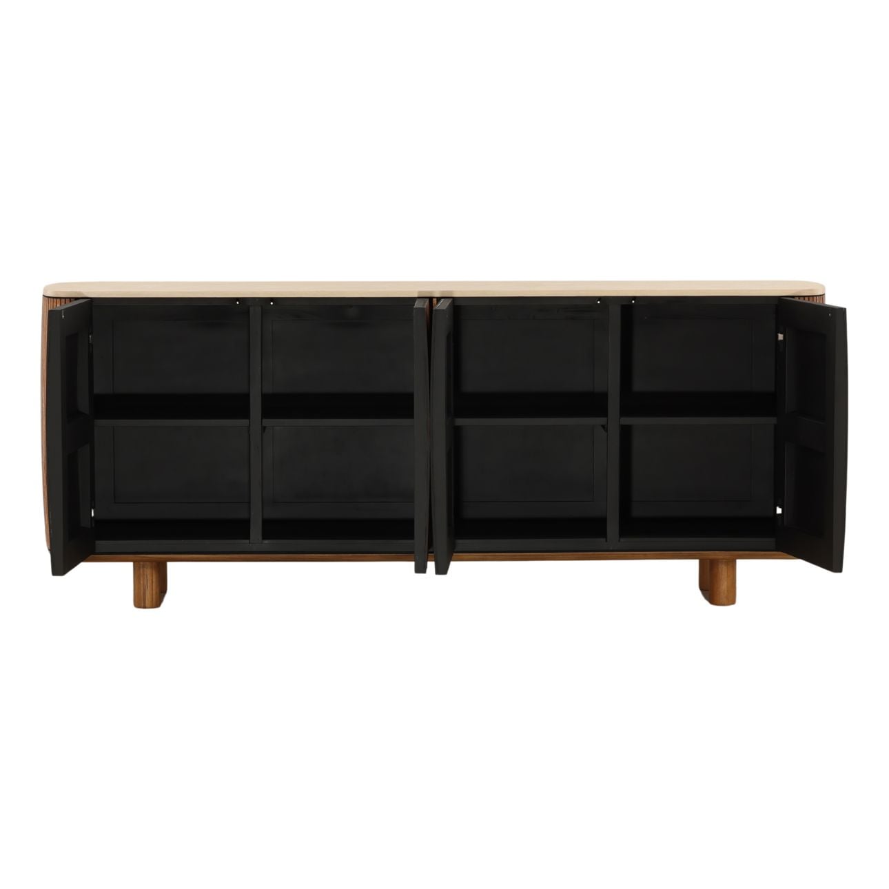 Sand and Brown Micro Cement and Teak Wood Sideboard 78.5 in Wide