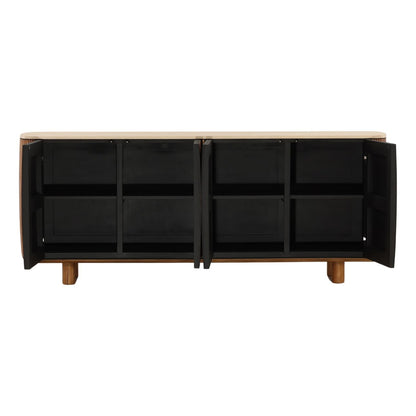 Sand and Brown Micro Cement and Teak Wood Sideboard 78.5 in Wide