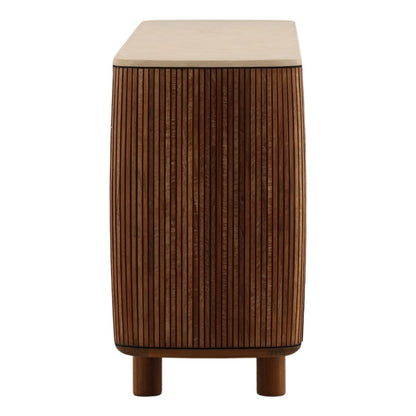 Sand and Brown Micro Cement and Teak Wood Sideboard 78.5 in Wide