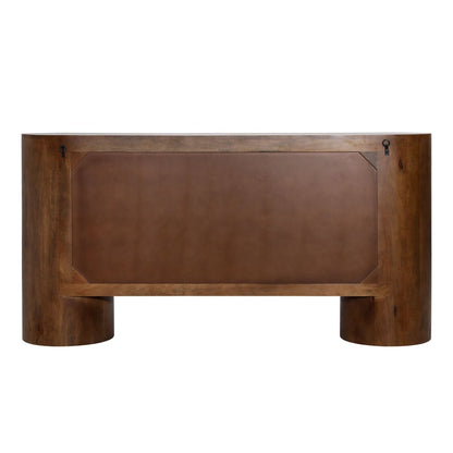 Medium Brown and Black Handles Mango Wood Sideboard 67 in Wide