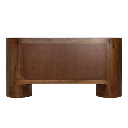 Medium Brown and Black Handles Mango Wood Sideboard 67 in Wide