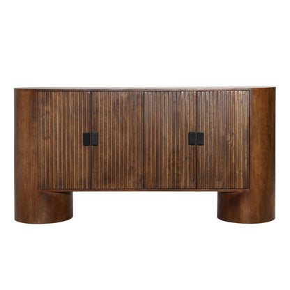 Medium Brown and Black Handles Mango Wood Sideboard 67 in Wide