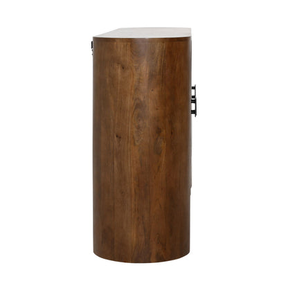 Medium Brown and Black Handles Mango Wood Sideboard 67 in Wide