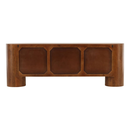 Medium Brown and Black Handles Mango Wood Sideboard 67 in Wide