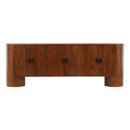 Medium Brown and Black Handles Mango Wood Sideboard 67 in Wide