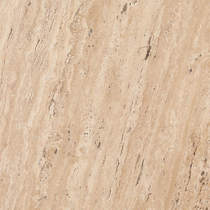 Natural and Medium Brown Travertine and Solid Hardwood Table 35 in Wide