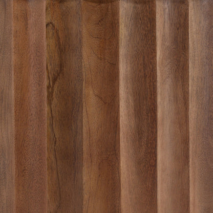 Natural and Medium Brown Travertine and Solid Hardwood Table 22.5 in Wide