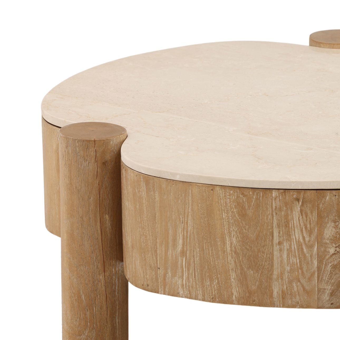 Natural Mango Wood and Botochino Stone Table 35.5 in Wide