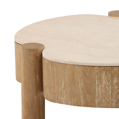 Natural Mango Wood and Botochino Stone Table 35.5 in Wide