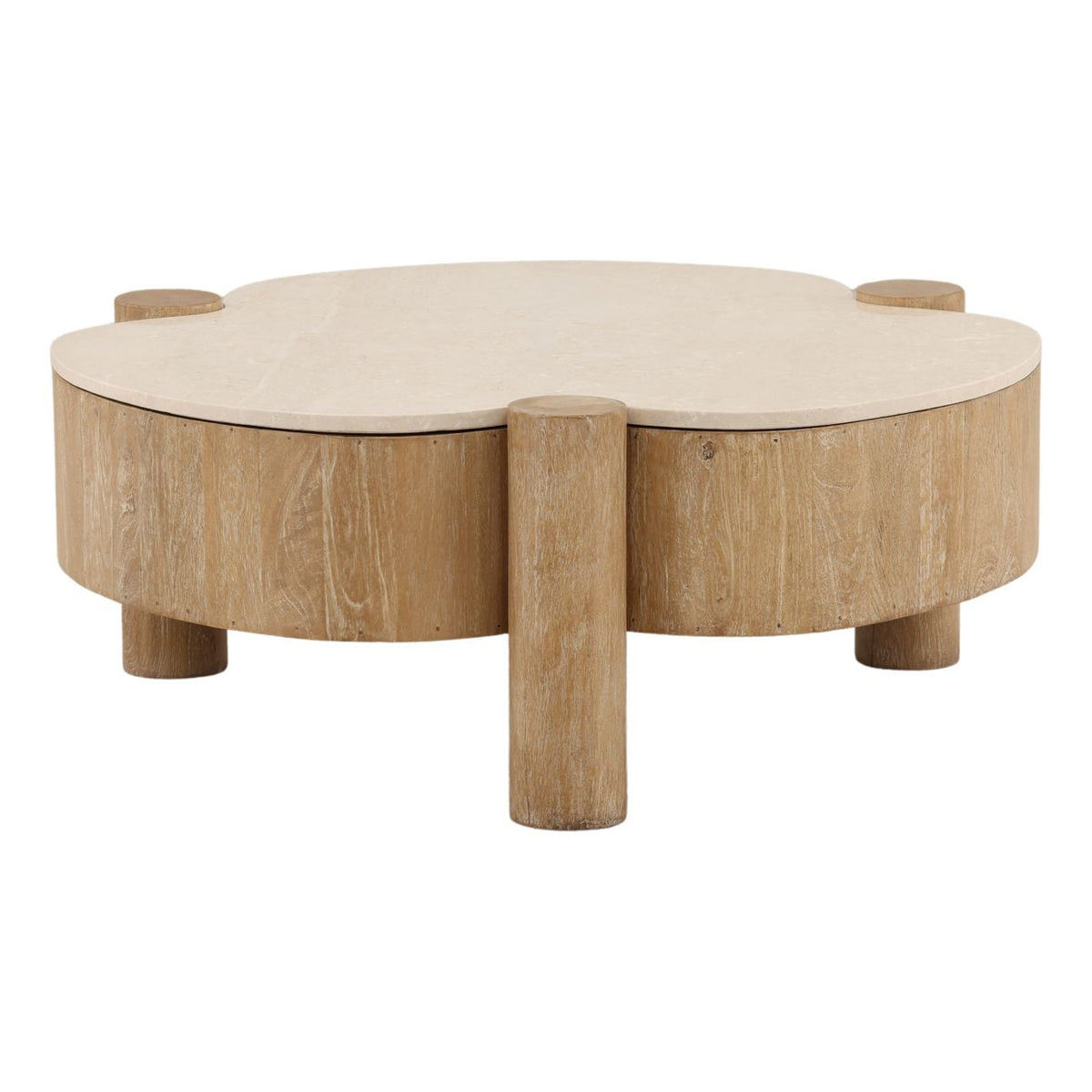 Refined Mango Wood and Botochino Stone Coffee Table